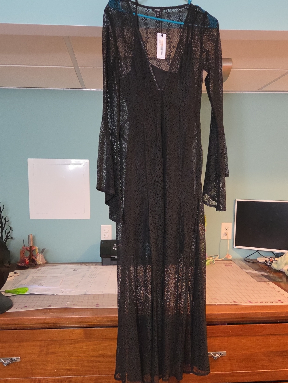 Nasty Gal Black Sheer Lace Maxi Dress